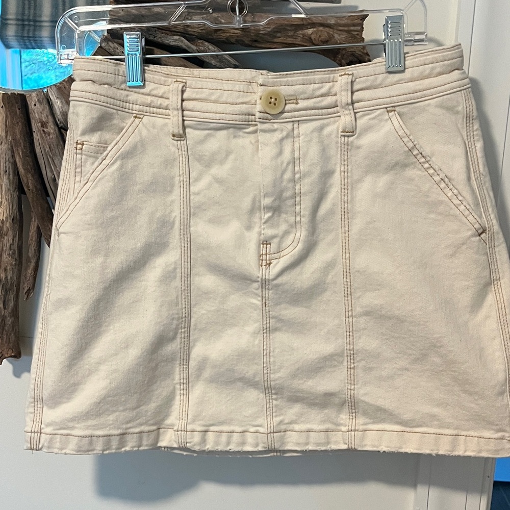 Cream denim mini skirt